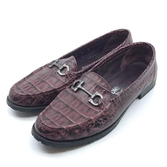 FERRAGAMO PURPLE BLACK CROC LEATHER LOAFER - Picture 3 of 8